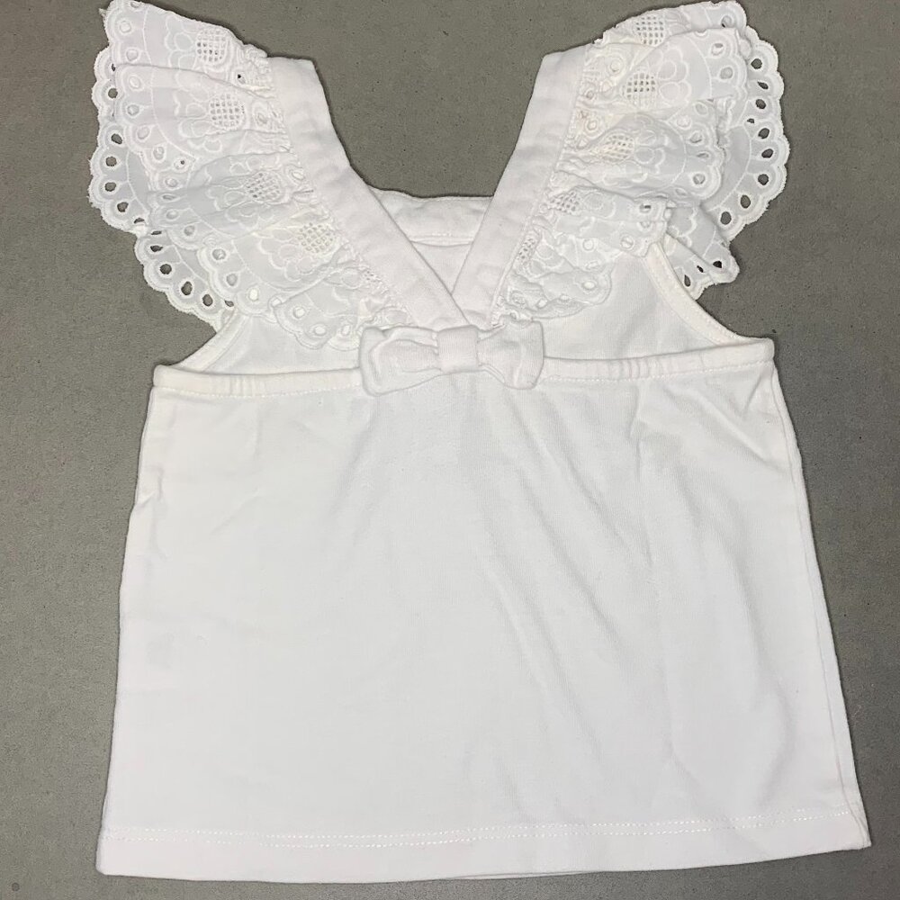 Janie and Jack White Eyelet Ruffle Collar Top 18–24M - Picture 2 of 3